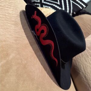 Black Cowboy Hat with Red Snake Design